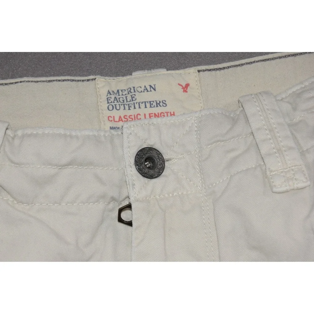 American Eagle Cargo Shorts Mens 33 Khaki Heavyweight Cotton Classic Baggy 11in